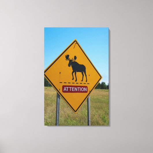 Waarschuwingsbord voor elanden canvas afdruk (Voorkant)