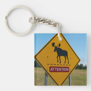 Waarschuwingsbord voor elanden sleutelhanger