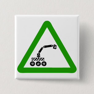 Waarschuwingsbord voor het oversteken van robots vierkante button 5,1 cm