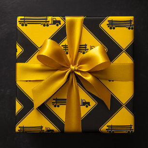 Waarschuwingsbord voor houttransport vrachtwagens cadeaupapier