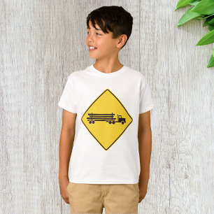 Waarschuwingsbord voor houttransport vrachtwagens t-shirt