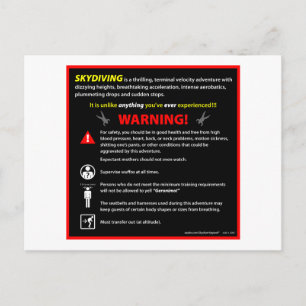 Waarschuwingsbord voor SKYDIVING Theme Park Briefkaart