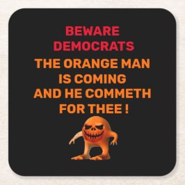 WAARSCHUWINGSDEMOCRATEN VIERKANTE KARTONNEN ONDERZETTER