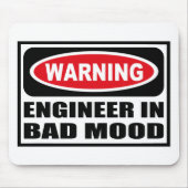 WaarschuwingsENGINEER IN BAD MOOD Mousepad Muismat (Voorkant)