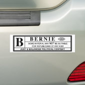 Waarschuwingsetiket Bernie Sanders Bumpersticker (Op auto)