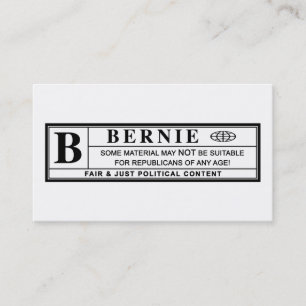 Waarschuwingsetiket Bernie Sanders Visitekaartje