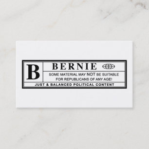 Waarschuwingsetiket Bernie Sanders Visitekaartje