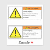 Waarschuwingsetiket Vermijd letsel Sticker (Vel)