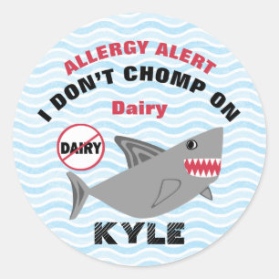 Waarschuwingsetiketten voor haaienmelkallergie ronde sticker