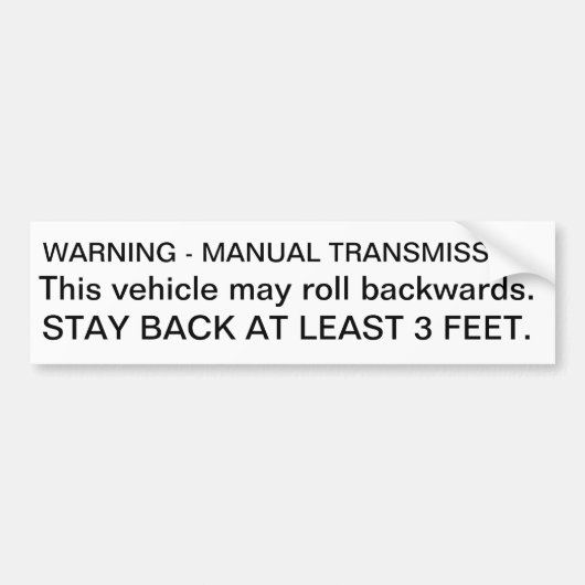 waarschuwingshandgeschakeld bumpersticker (Voorkant)