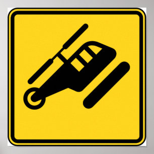 Waarschuwingshefschroefvliegtuigen Poster