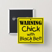 Waarschuwingsklok met zwarte gordel Square Button (Voorkant /achterkant)