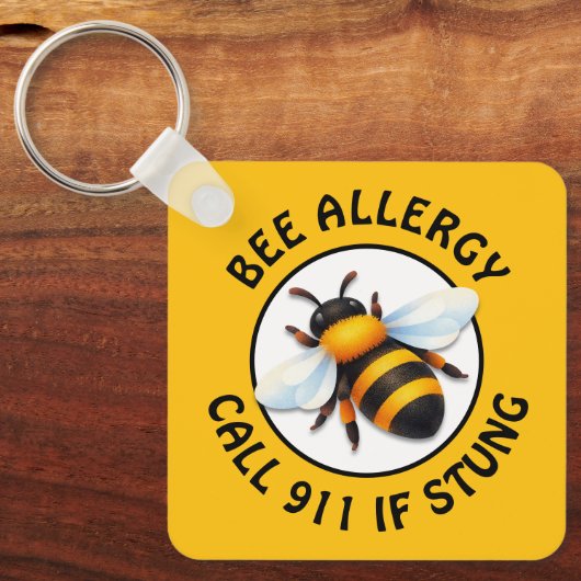 Waarschuwingsknop Ernstige Bij Allergie Alert Sleutelhanger (Voorkant)