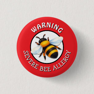 Waarschuwingsknop Ernstige Bijenallergie Alert Ronde Button 3,2 Cm
