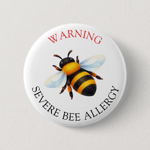 Waarschuwingsknop Ernstige Bijenallergie Alert Ronde Button 5,7 Cm