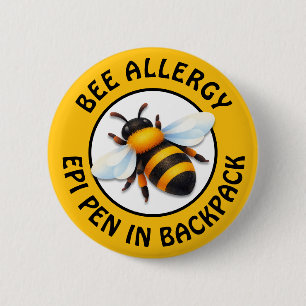 Waarschuwingsknop Ernstige Bijenallergie Alert Ronde Button 5,7 Cm