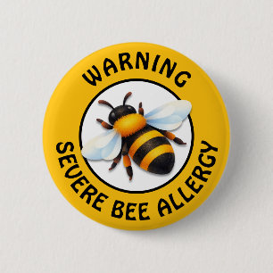 Waarschuwingsknop Ernstige Bijenallergie Alert Ronde Button 5,7 Cm