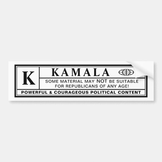 Waarschuwingslabel Kamala Bumpersticker (Voorkant)