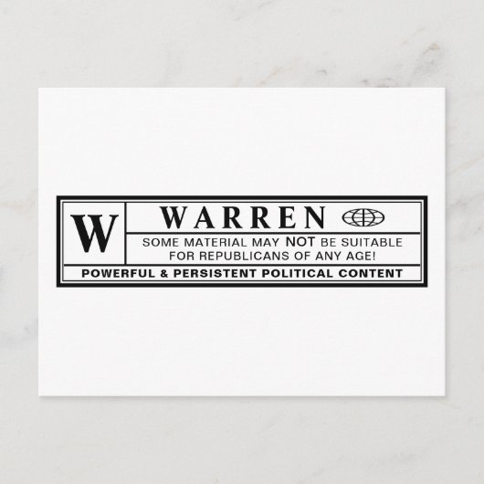 Waarschuwingslabel Warren Briefkaart (Voorkant)