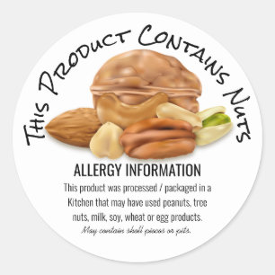 Waarschuwingsproduct pinda nout allergie ronde sticker