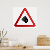 Waarschuwingssignaal voor bacteriën poster (Keuken)