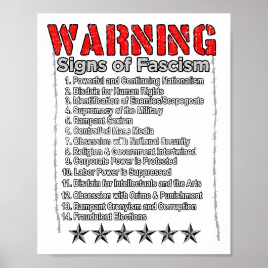 Waarschuwingssignalen van fascisme en anti-Trump v Poster (Voorkant)
