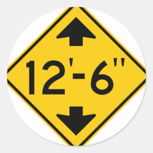 Waarschuwingssnelwegteken voor lage klaring ronde sticker