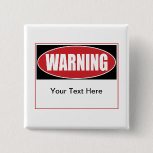 waarschuwingsteken vierkante button 5,1 cm