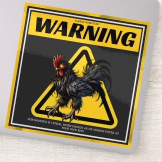 Waarschuwingstekst voor hanenhaan sticker