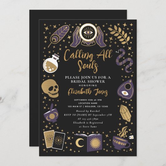 Waarzegster Gothische Hekserige Bruidsfeest Kaart (Voorkant / Achterkant)