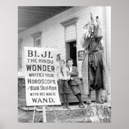 Waarzegster op County Fair, 1910. Antieke foto Poster