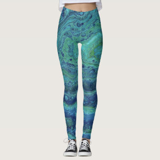 Wabash 3 Cool Blue Green Leggings Abstraits