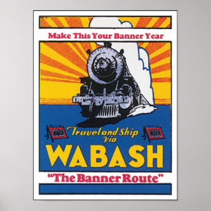 Wabash Banner Route Affiche ferroviaire
