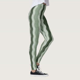 Wabi Sabi Abstracte Wavy River, Forest Green, Sage Leggings