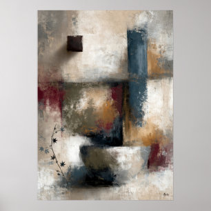 Wabi-Sabi Esdoorn Abstract Moderne Japanse Wandkun Poster