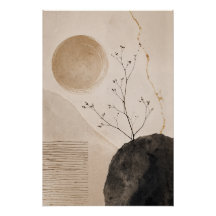 Wabi Sabi Natuur Poster – Neutrale Zen Botanische 