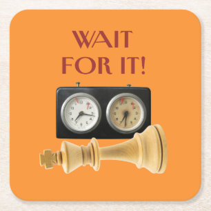 Wacht er op! Check maat, schaakspelers Vierkante Kartonnen Onderzetter