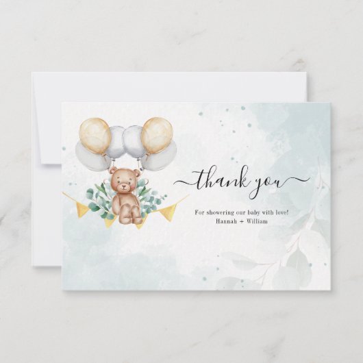 Wacht even met Eucalyptus Baby shower Bedankt voor Kaart (Voorkant)