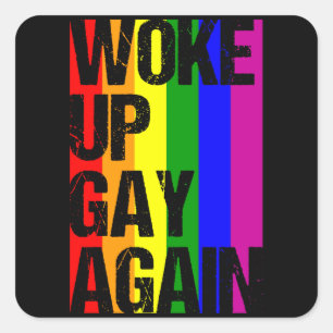 WACHT-GAY OPNIEUW OPENEN LGBT Pride Month LGBTQ Ra Vierkante Sticker