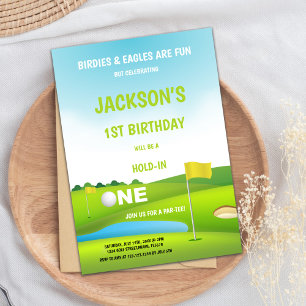 Wacht in één Golf Birthday-uitnodiging Kaart