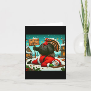 Wacht je beurt dikke jongen kalkoen kerstman grapp kaart
