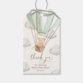 Wacht nauwelijks Teddy Bear Mint Dank u Baby showe Cadeaulabel