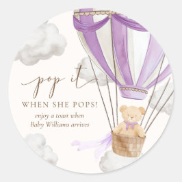 Wacht nauwelijks tot Teddy Bear het Lila Pop als z Ronde Sticker