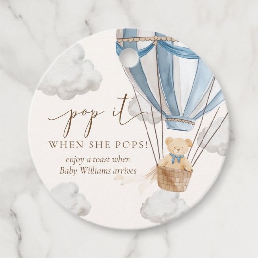 Wacht nauwelijks tot Teddy Bear het Pop als ze Pop Bedankjes Labels (Voorkant)