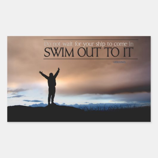 "Wacht niet op uw Inspirerend" Offerte Rechthoekige Sticker (Voorkant)