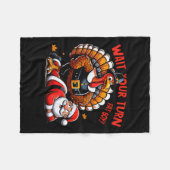 Wacht op je beurt Fat Boy Turkey Santa Funny Thank Fleece Deken (Voorkant (Horizontaal))