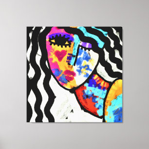 Wachten op Abstract digitaal portret van een vrouw Canvas Afdruk