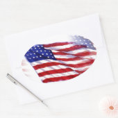 Wachten op Amerikaanse vlag Ovale Sticker (Envelop)