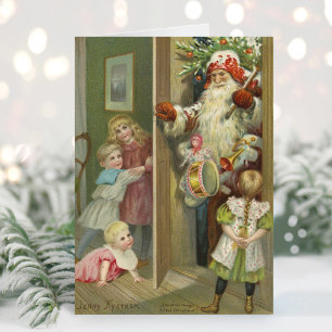 Wachten op de Kerstman Vintage kerst Kaart