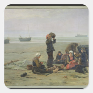 Wachten op de vis, Berck-sur-Mer Vierkante Sticker